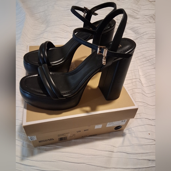 Michael Kors Black Laci Platform Strappy Heels - Picture 1 of 10